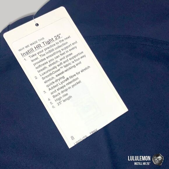 LULULEMON INSTILL HIGH RISE TIGHT 25” IN TRUE NAVY WOMEN SIZE 8 LEGGINGS PETITE - Picture 9 of 14